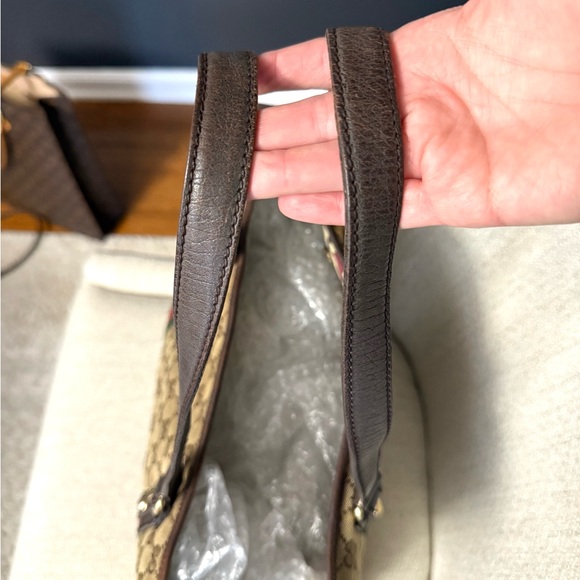 Gucci authentic Sherry Line open tote bag monogram brown canvas ribbon accents - Picture 10 of 16